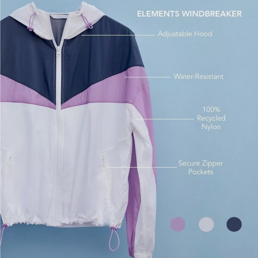 Johnny Was Calme Elements Hooded Windbreaker Jacket Water Resistant Preppy